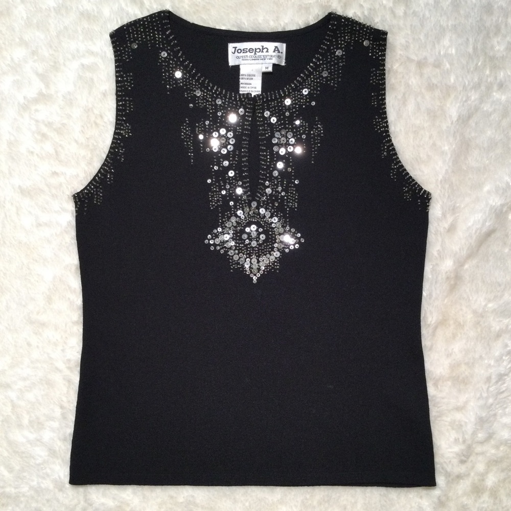 ๐2xHP!๐ VINTAGE | Joseph A. | Exquisite Beaded Sequin Sleeveless Top - Picture 15 of 15